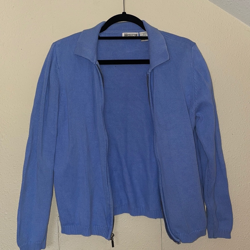 blue sweater jacket